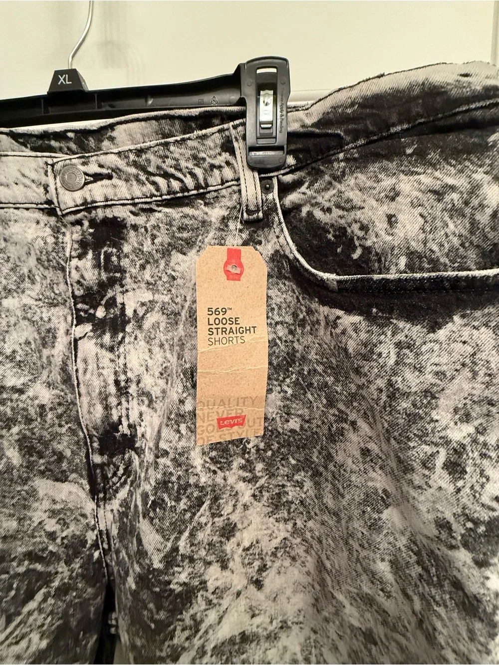 Levi's Black & Gray Acid-Wash Denim Shorts
